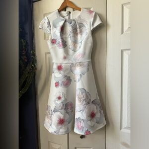 Ted Baker Dress with White and Pink Floral Design